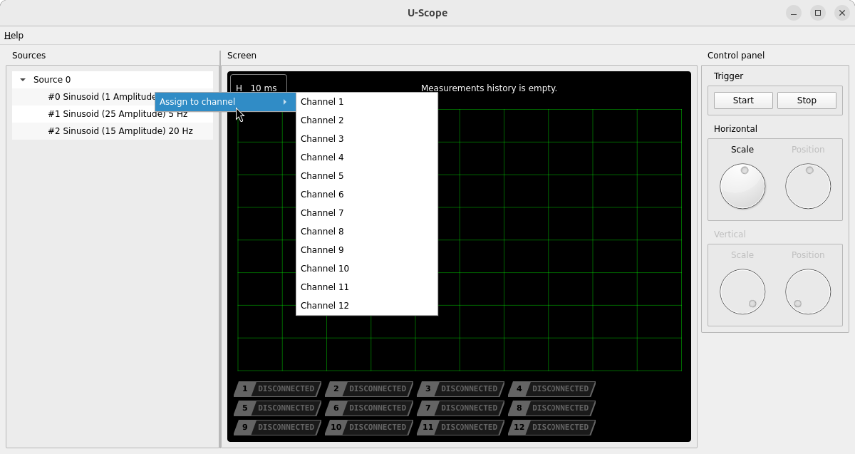 Channel assignment context menu